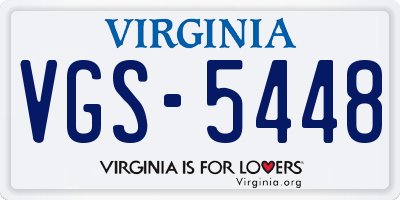 VA license plate VGS5448