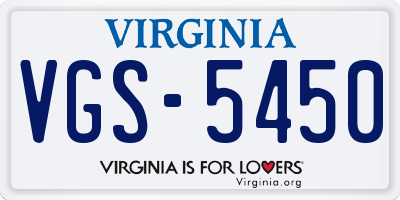 VA license plate VGS5450