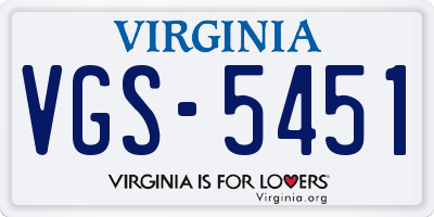 VA license plate VGS5451