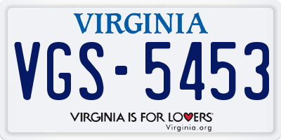 VA license plate VGS5453