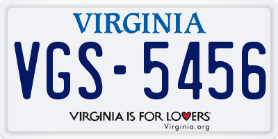 VA license plate VGS5456