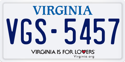 VA license plate VGS5457