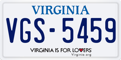 VA license plate VGS5459