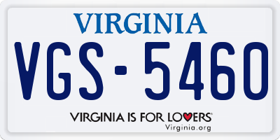 VA license plate VGS5460