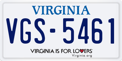 VA license plate VGS5461