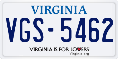 VA license plate VGS5462