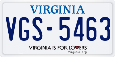 VA license plate VGS5463
