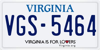VA license plate VGS5464