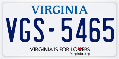 VA license plate VGS5465