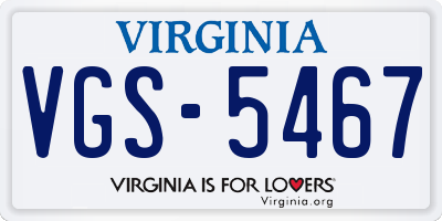 VA license plate VGS5467