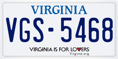 VA license plate VGS5468