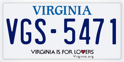 VA license plate VGS5471