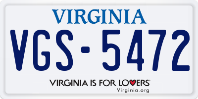 VA license plate VGS5472