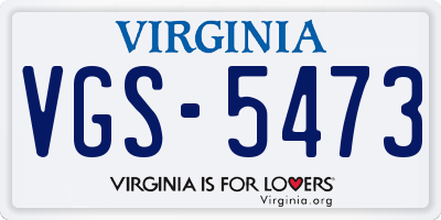 VA license plate VGS5473