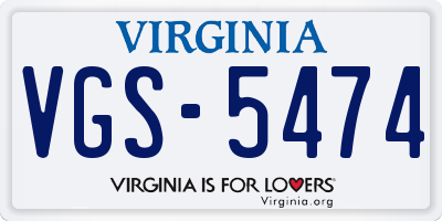 VA license plate VGS5474
