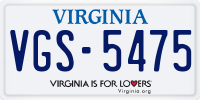 VA license plate VGS5475