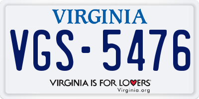 VA license plate VGS5476