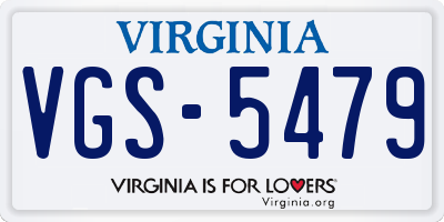 VA license plate VGS5479
