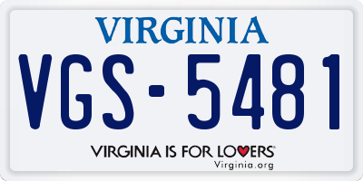 VA license plate VGS5481