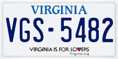 VA license plate VGS5482