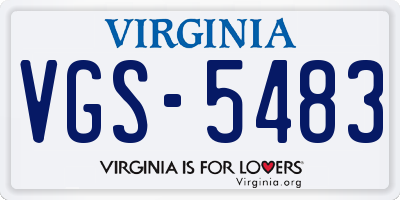 VA license plate VGS5483
