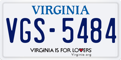 VA license plate VGS5484