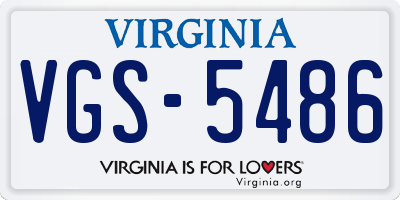 VA license plate VGS5486