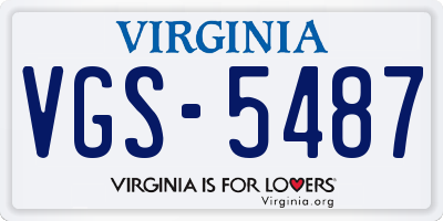 VA license plate VGS5487