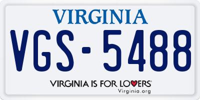 VA license plate VGS5488