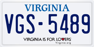 VA license plate VGS5489