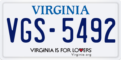 VA license plate VGS5492