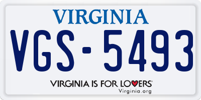 VA license plate VGS5493
