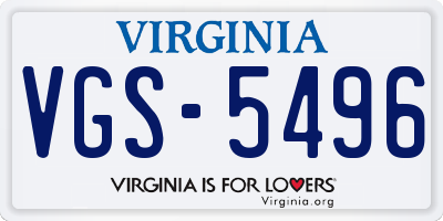 VA license plate VGS5496