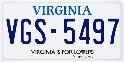 VA license plate VGS5497