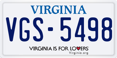VA license plate VGS5498