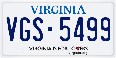 VA license plate VGS5499
