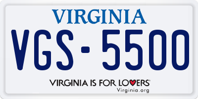 VA license plate VGS5500