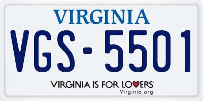 VA license plate VGS5501