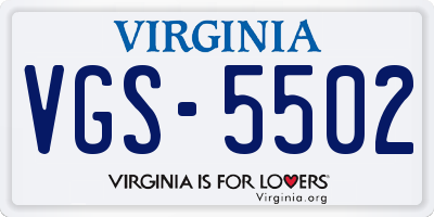 VA license plate VGS5502