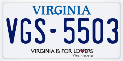 VA license plate VGS5503