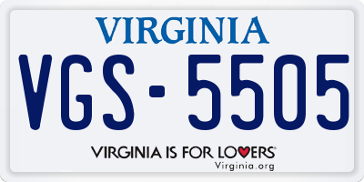 VA license plate VGS5505