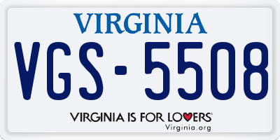 VA license plate VGS5508