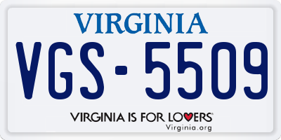 VA license plate VGS5509