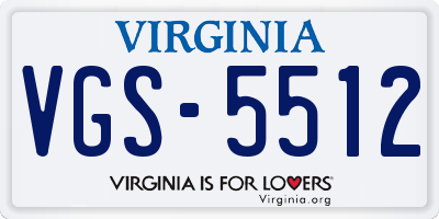 VA license plate VGS5512