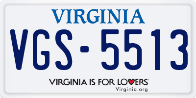 VA license plate VGS5513