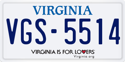 VA license plate VGS5514