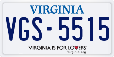 VA license plate VGS5515