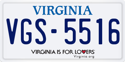 VA license plate VGS5516
