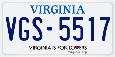 VA license plate VGS5517