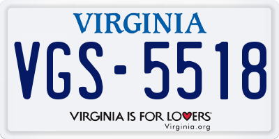 VA license plate VGS5518